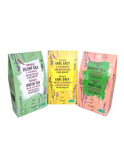 Levandule Chodounska Set mit 3 Tees EARL GREY TEE + VITAFRUIT TEE + GRÜNER TEE mit Lavendel, Packung BIO-TEES 3 x 30g