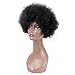 QUEENTAS 8inch Short Afro Wigs Short Curly Human Hair Afro Wigs for Black Women None Lace Natural Black #1B (Fluffy Tight Curls)