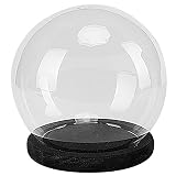 MyGift Clear Glass 6-Inch Terrarium & Keepsake Display Globe with Black-Stain Wood Base