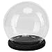 MyGift Clear Glass 6-Inch Terrarium & Keepsake Display Globe with Black-Stain Wood Base