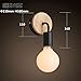 INJUICY Vintage Led Wall Lamps, Minimaslist E27 Wall Sconces With Wooden & Matel Base for Living Room, Bedrooms, Bedside(Black)