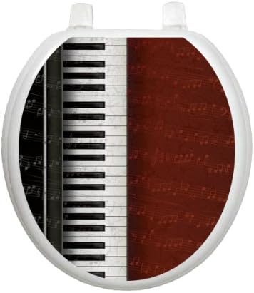 Key Notes Piano Toilet Tattoo TT-1004-R Round Music Theme Cover Bathroom