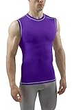 SUB Sports DUAL Mens Compression Top - Sleeveless All Season Base Layer - Purple - M
