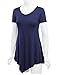 MBJ WT638 Short Sleeve Shirts for Womens Tops Casual V-Neck Summer Clothes Asymmetrical Tunic Blouses XL Navy