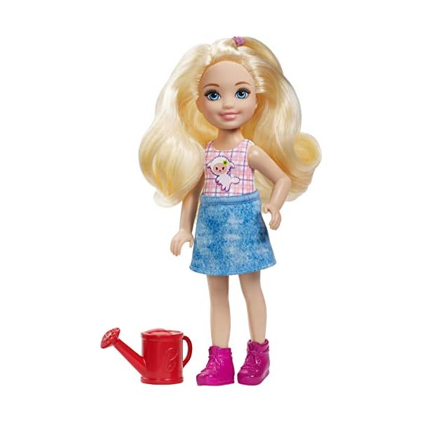 Barbie GCK62 - Farm Chelsea Puppe mit Gießkanne und blonden Haaren, Puppen und Puppenzubehör ab 3 Jahren, Mehrfarbig