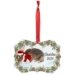 Brown Mini Rex Rabbit Christmas Ornament 2024
