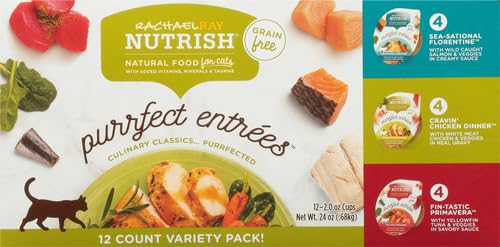 RACHAEL RAY NUTRISH PURRFECT ENTREES GRAIN FREE NATURAL WET CAT FOOD VARIETY PACK, 2.8 OUNCE (PACK OF 12)