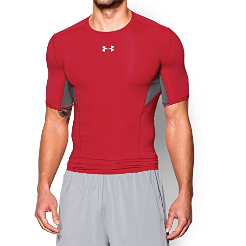 Under Armour Men's CoolSwitch Short Sleeve Compression Shirt, Red/Reflective, Large