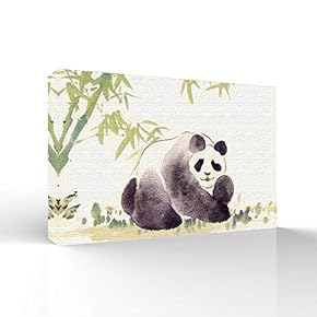 Wall26-Canvas Wall Art-Panda with Bamboo-Giclee Painting Wall Art for Bedroom Living Room Home Decoration - 12x18 inches