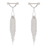 IrbingNii 1 Pair 14G Nipple Rings Nipple Shields Body Piercing Jewelry Tassels Dangle