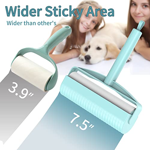 Large Lint Roller for Pet Hair Extra Sticky, 7.5'' Wider with 360