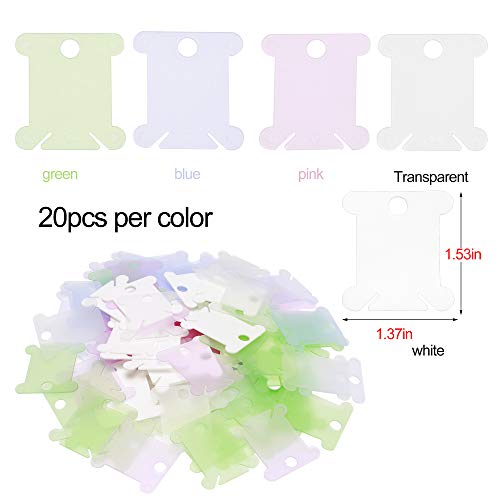 UOOU 100Pcs Plastic Floss Bobbins with Floss Winder, Embroidery Thread Cards Cross Stitch Bobbin Thread Organizer Sewing Needlecraft Supplies Thread Holder