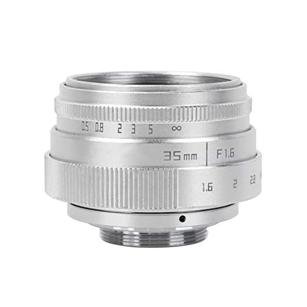 Kameraobjektiv, 35 mm F1.6 CCTV C-Mount Manuelles Digitales Objektiv mit Fester Apertur für Sony NEX, M4/3, FX(Silber) – Bild 8