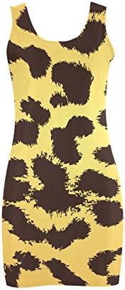 Women's Leopard Skin Pattern Polyester Casual Vest Dress XS