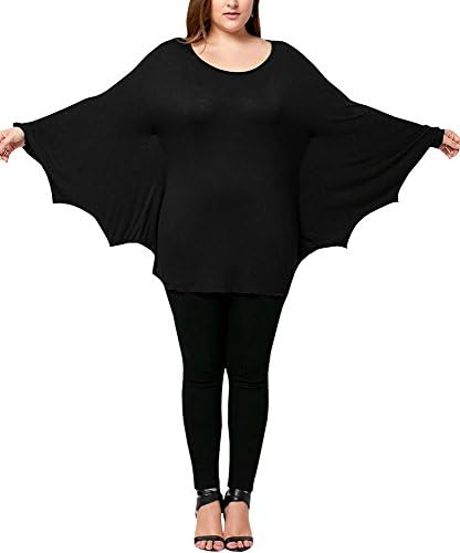 Dressit Women's Halloween Bat Costumes Plus Size Batwing Sleeve Scoop Neck Tunic Top Shirts
