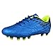 Hawkwell Kids Boys Girls Outdoor Soccer Shoes, Blue PU, 13 M US