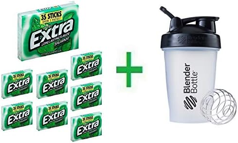 Extra Gum Spearmint Mega Pack, 35 ct (Pack Of 8) + Blender Bottle 20 oz