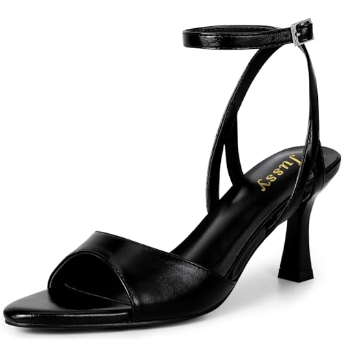 Jussy Kitten Heels for Women Pointed Open Toe Strappy Heeled Sandals Shoes at Amazon