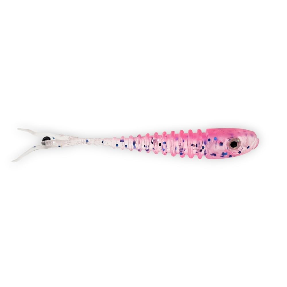FISHIN ADDICT Micro NANO-FRY split tail fishing lures 1.5'' (38mm) 0.35g drop shot pack of 10 (FUCHSIA FIRE)