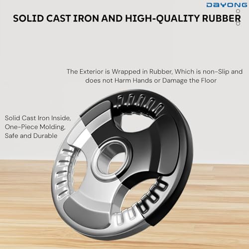 DAYONG Fitness Weight Plates, 5/10/15/20/25kg Cast Iron Barbell Plates for Weightlifing, 2 in Opening and Tri-Grips, Black Fitness Grip Plates for CrossFit Strength Training.