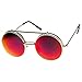 zeroUV Limited Edition Mirror Flip-Up Lens Round Circle Django Sunglasses (Gold Fire)