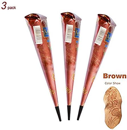 Brown Temporary Tattoo Stickers (3Pcs)