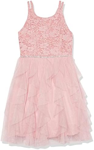 Speechless Girls' Sleeveless Lace Bodice and Fairy Skirt Party Dress, Blush, 10