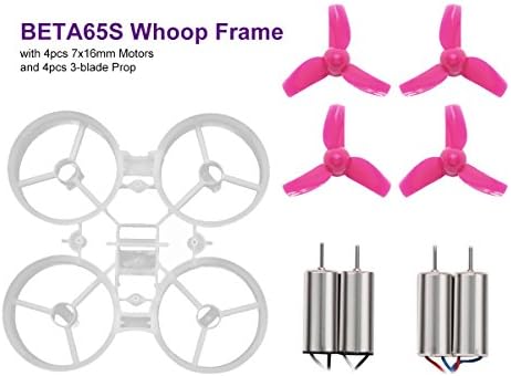 Micro Drone Frame Kit Beta65S Whoop Frame with 4pcs 7x16mm 17500KV Motor 4pcs 3-blade 31mm Propeller Pink for Eachine e011 Beta65S JJRC H67 etc