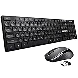 VicTsing MK190 Wireless Keyboard Mouse Combo, Include Ultra Comfortable Keyboard Mouse, Long Battery Life PC Desktop Computer Laptop Mac Tablet (Black)