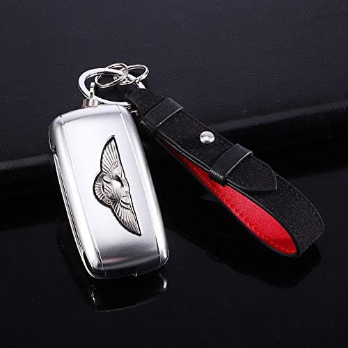 HAKFV Car key cover Alloy Car Key Case Cover with Key Chain Ring For Bentley Continetal Mulsanne Flying Spur Bentayga,case,black chain