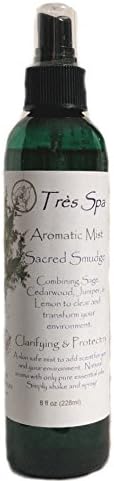 Aromatic Mist by Très Spa | 100% Natural Room Spray & Body Mist | Body to Bedding, Safe for Many Uses | Vegan, Eco-Friendly, Alcohol Free | Sacred Smudge Clarifying & Protecting