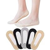 Likimar 5 Pairs No Show Socks Women Low Cut Boat Liner Sock for Flats Womens Thin Non Slip Invisible Footies Socks Nylon