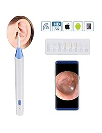 CSHope Ear Endoscope, WiFi Otoscope, Wireless Ear Endoscope con 1.3MP, Anti Scald HD Inspección visual Earwax Boroscopio de limpieza, 6 luces LED, Adecuado para Android, iOS, Tableta (No apto para computadora)