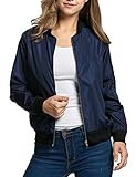 HOTOUCH Womens Classic Quilted Jacket Short Bomber Jacket Coat Navy Blue M