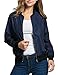HOTOUCH Womens Classic Quilted Jacket Short Bomber Jacket Coat Navy Blue M