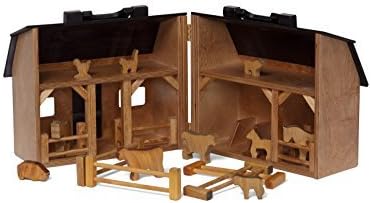 Amazon Com Wooden Folding Toy Barn And Farm Animal Set Amish
