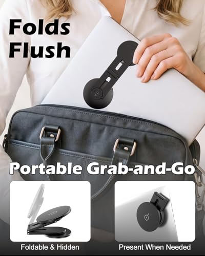 CloudValley 15W Wireless Charger Magnetic Phone Holder for Laptop, [Foldable and Hidden] for iPhone 17/16/15/14/13/12, Compatible with MagSafe and Accessories for Tesla Model 3/Y