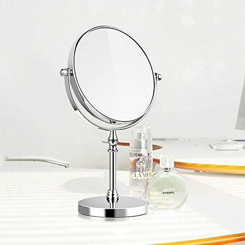 6" 3X Magnification Makeup Mirror, Two-Sided KOZYHOUSE 360° Swivel Shaving Vanity Set, Mirror Chrome Round on Stand, House Decorative Mirrors for Christmas Gift (Chrome Finish, 1 Pack)