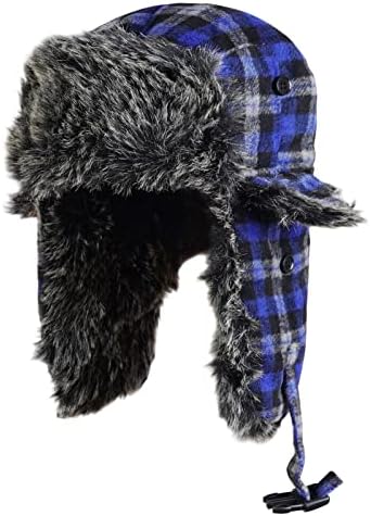 Amazon.com: Woolrich Wool Plaid Arctic Trapper Hat (S, Blue  display picture 2
