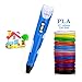 Canbor 3D Pen with PLA Filament Refills, 3D Printing Drawing Printer Pen for Kids and Adults, Compatible with PLA ABS Filament, 12 Colors 120 Feet PLA Filaments Included, Blue