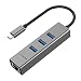 LENTION USB-C to 3-Port USB 3.0 Hub with Gigabit Ethernet LAN Adapter Compatible MacBook Air 2018 2019, MacBook Pro 13/15/16 (Thunderbolt 3), Chromebook, Windows Type C PC - Ultra Slim (Space Gray)