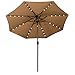 Sundale Outdoor 9 Feet Solar Powered 32 LED Lighted Patio Umbrella Table Market Umbrella with Crank and Push Button Tilt for Garden, Deck, Backyard, Pool, 8 Steel Ribs, (Tan)