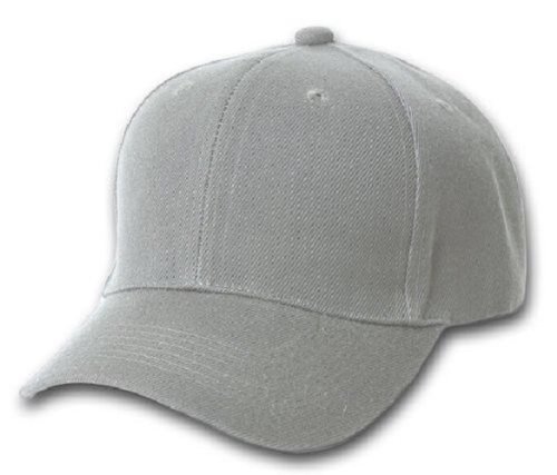 Plain Baseball Cap Blank Hat Solid Color Velcro Adjustable (Gray)