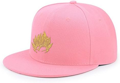 X22X Goku Dragon Hair Ball z Gold Embroidered Snapback Adjustable Baseball Cap Soft Pink