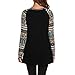 Ninasill Clearance!Long Sleeve Printed Patchwork Blouse Tops Clothes T Shirt Black