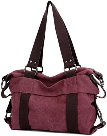 Ecokaki(TM) Vintage Casual Canvas Shoulder Messenger Bag Travel Handbags Crossbody Hobo Style Tote Bags, Purple Coffee