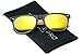 Faux Wood Reflective Revo Color Lens Horn Rimmed Sunglasses (Mirror Yellow, 51)