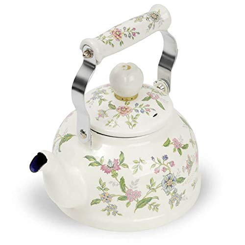Ejiry Porvence Enamel on Steel Floral TeaKettle, Stovetop Teapot