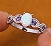 CiNily 18K Gold Plated Opal Ring-White Fire Opal & Amethyst & Cubic Zirconia Women Jewelry Gemstone Engagement Anniversary Ring Size 5-13