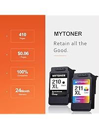 Mytoner Remanufactured Ink Cartridge Replacement for Canon PG 210XL CL 211XL 210 XL 211 XL Ink for PIXMA IP2702 IP2700 MX410 MP495 MP230 MP240 MP280 MX320 MX340 MX350 MX360 Printer (Black, Tri Color)